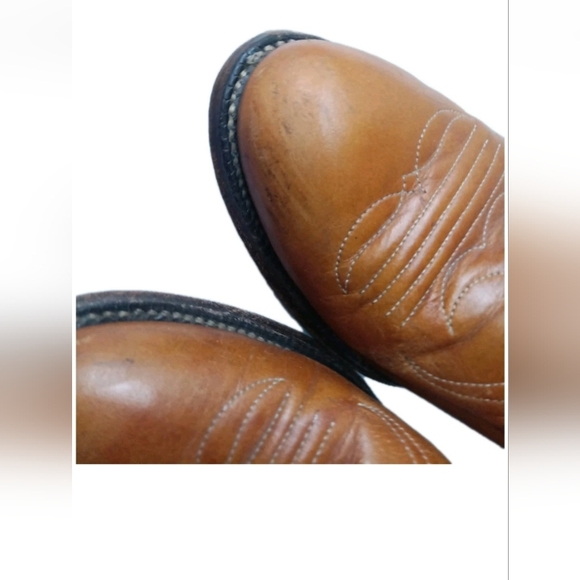 Justin Western Cowboy Boots Men's Size 8.5 B Brown Leather - Picture 6 of 16